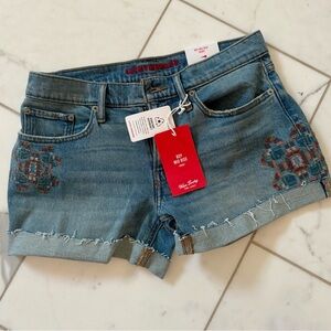 Lucky Brand Women's Embroidered Blue Jean Shorts